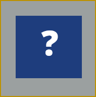 Question mark on blue background with a gray border